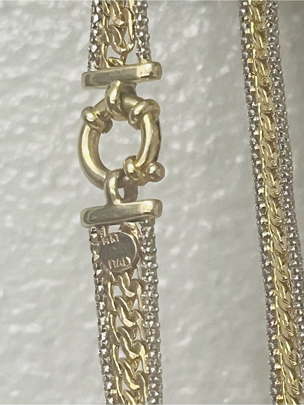 14k two tone gold bracelet 8” mesh with silver rows ring clasp made in Italy - Picture 12 of 15